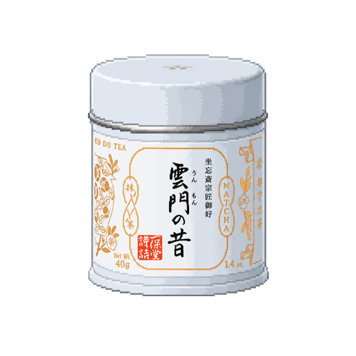 Pixel art tin of Ippodo Tea Ummon