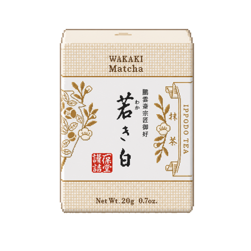 Pixel art tin of Ippodo Tea Wakaki