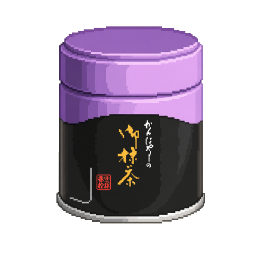 Pixel art tin of Kanbayashi Shunsho Koicha Hijirimukashi