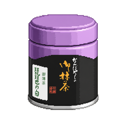 Pixel art tin of Kanbayashi Shunsho Usucha Biwa no Shiro