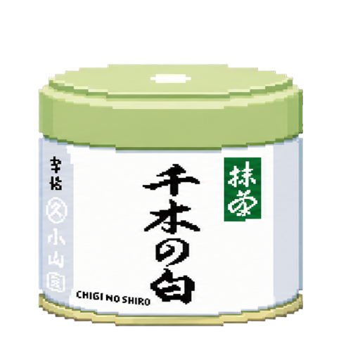 Pixel art tin of Marukyu Koyamaen Chigi no Shiro
