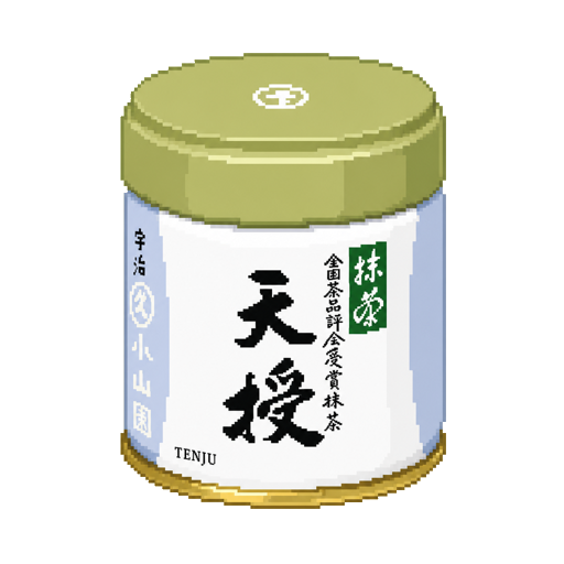 Pixel art tin of Marukyu Koyamaen Tenju
