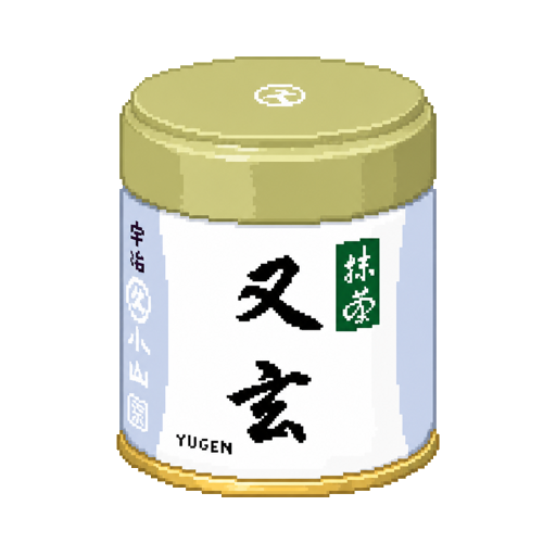 Pixel art tin of Marukyu Koyamaen Yugen