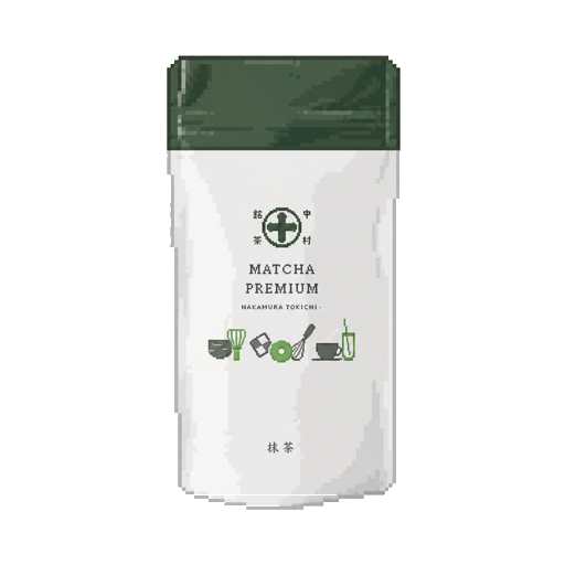Pixel art tin of Nakamura Tokichi Matcha Premium