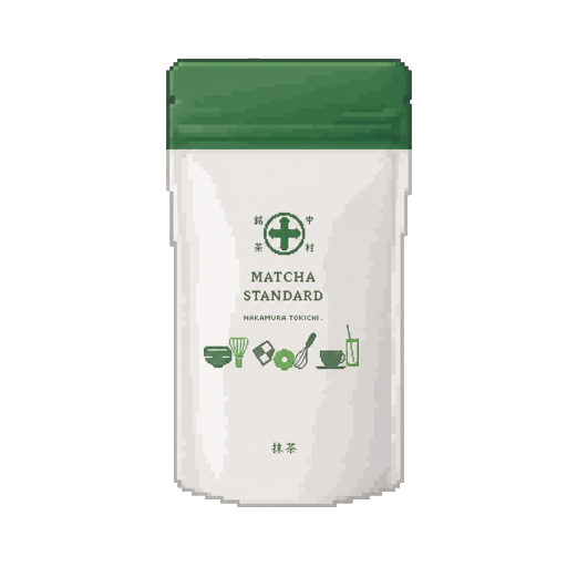 Pixel art tin of Nakamura Tokichi Matcha Standard
