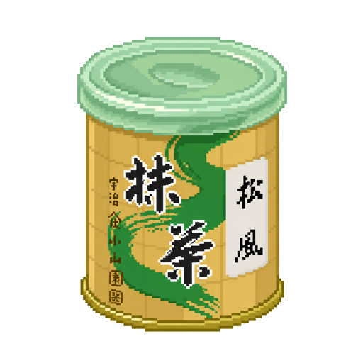 Pixel art tin of Yamamasa Koyamaen Matsukaze