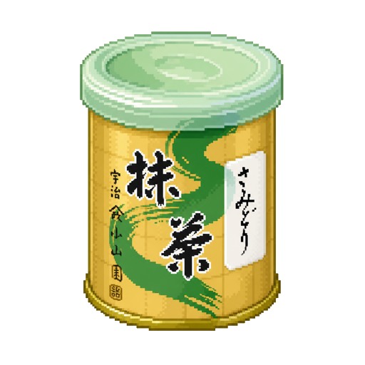 Pixel art tin of Yamamasa Koyamaen Samidori