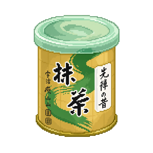 Pixel art tin of Yamamasa Koyamaen Senjin no Mukashi